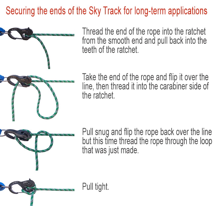 How to tie off the rope on the portable system to convert to a semi-permanent system